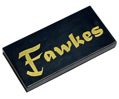 Tile 2 x 4 with Gold 'Fawkes' Pattern