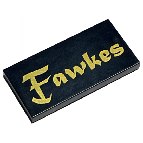 Tile 2 x 4 with Gold 'Fawkes' Pattern