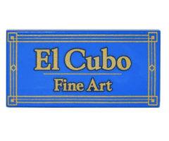 Tile 2 x 4 with Gold 'El Cubo Fine Art' and Geometric Frame Pattern