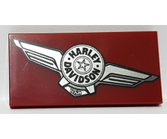 Tile 2 x 4 with Silver Harley-Davidson Logo Pattern Model Right Side