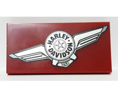 Tile 2 x 4 with Silver Harley-Davidson Logo Pattern Model Left Side