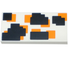 Tile 2 x 4 with Black and Orange Geometric Overlapping Squares and Rectangles Pattern