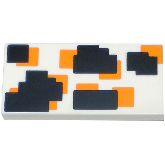 Tile 2 x 4 with Black and Orange Geometric Overlapping Squares and Rectangles Pattern