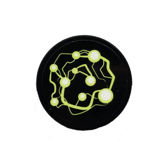 Tile, Round 2 x 2 with Bottom Stud Holder with Lime Energy Pattern (Sticker) - Set 70418