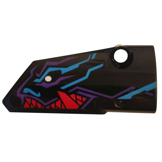 Technic, Panel Fairing # 4 Small Smooth Long, Side B with Medium Azure, Red and Dark Purple Dragon Head Pattern (Sticker) - Set 70642