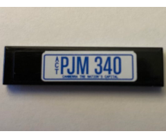 Tile 1 x 4 with 'PJM 340' License Plate on Black Background Pattern (Sticker) - Set 10242