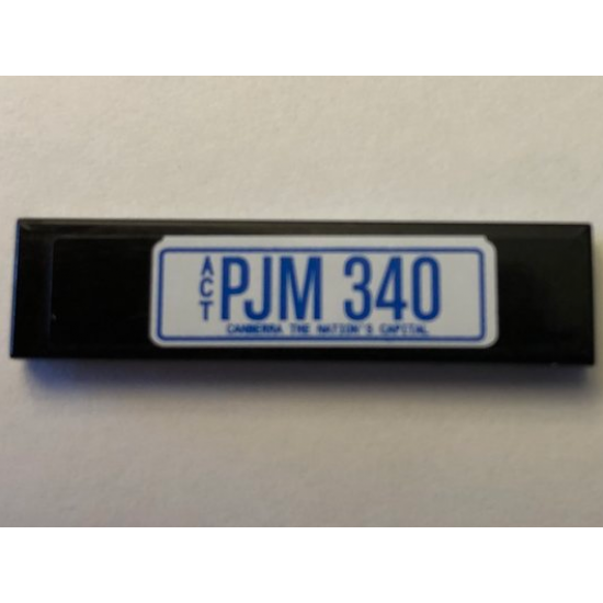 Tile 1 x 4 with 'PJM 340' License Plate on Black Background Pattern (Sticker) - Set 10242