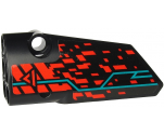 Technic, Panel Fairing # 3 Small Smooth Long, Side A with Red 'V' and Stripe, Red Spots and Dark Turquoise Lines Pattern (Sticker) - Set 71713