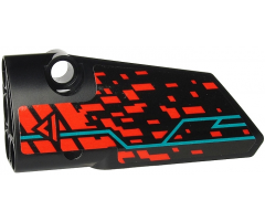 Technic, Panel Fairing # 3 Small Smooth Long, Side A with Red 'V' and Stripe, Red Spots and Dark Turquoise Lines Pattern (Sticker) - Set 71713