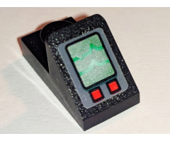 Slope 45 2 x 1 with 2/3 Cutout with Screen and 2 Red Buttons Pattern (Sticker) - Set 70605
