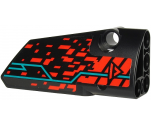 Technic, Panel Fairing # 4 Small Smooth Long, Side B with Red 'V' and Stripe, Red Spots and Dark Turquoise Lines Pattern (Sticker) - Set 71713