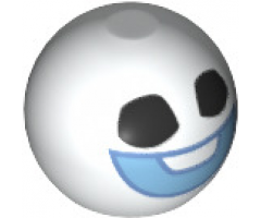 Technic Ball Joint with Black Eyes and Bright Light Blue Smile Pattern (Snowgie Head)