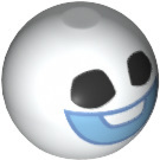 Technic Ball Joint with Black Eyes and Bright Light Blue Smile Pattern (Snowgie Head)