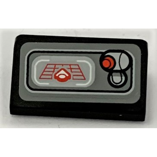 Slope 30 1 x 2 x 2/3 with SW First Order Transporter Screen and Lever with Red Button Pattern (Sticker) - Set 75103