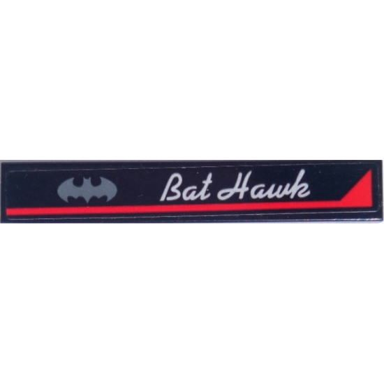Tile 1 x 6 with Red Stripe, Batman Bat Logo and 'Bat Hawk' Pattern Model Left Side (Sticker) - Set 70915