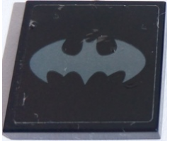 Tile 2 x 2 with Dark Bluish Gray Batman Logo on Black Background Pattern (Sticker) - Set 70915