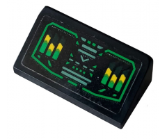 Slope 30 1 x 2 x 2/3 with Control Panel with Green and Yellow Bars Pattern (Sticker) - Set 70612