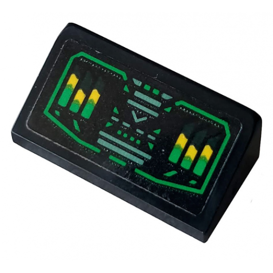 Slope 30 1 x 2 x 2/3 with Control Panel with Green and Yellow Bars Pattern (Sticker) - Set 70612