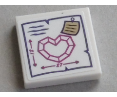 Tile 2 x 2 with Magenta Heart with Dimensions Pattern (Sticker) - Set 41177