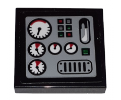 Tile 2 x 2 with Gauges and Buttons on Light Bluish Gray Background Pattern (Sticker) - Set 60198