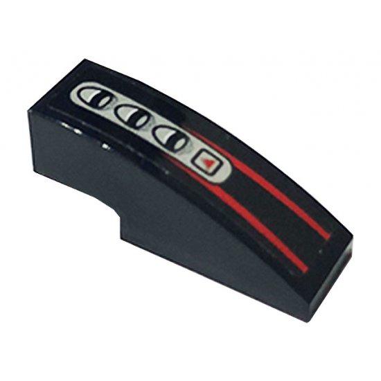 Slope, Curved 3 x 1 with Red Stripes and Car Control Panel Pattern (Sticker) - Set 76895