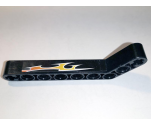 Technic, Liftarm 1 x 9 Bent (7 - 3) Thick with Orange Flames Pattern Left Side A (Sticker) - Set 8167