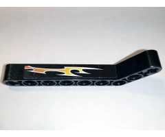 Technic, Liftarm 1 x 9 Bent (7 - 3) Thick with Orange Flames Pattern Right Side A (Sticker) - Set 8167