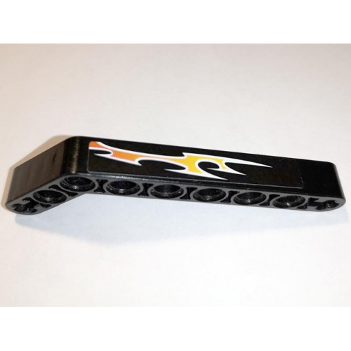 Technic, Liftarm 1 x 9 Bent (7 - 3) Thick with Orange Flames Pattern Right Side B (Sticker) - Set 8167
