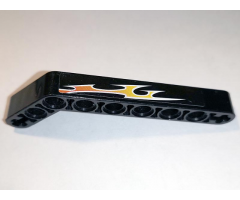 Technic, Liftarm 1 x 9 Bent (7 - 3) Thick with Orange Flames Pattern Left Side B (Sticker) - Set 8167
