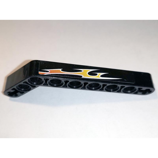 Technic, Liftarm 1 x 9 Bent (7 - 3) Thick with Orange Flames Pattern Left Side B (Sticker) - Set 8167