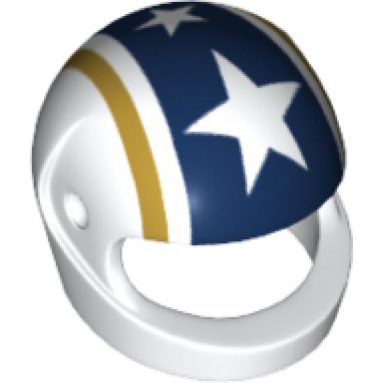 Minifigure, Headgear Helmet Motorcycle (Standard) with Gold and Blue Stripes and White Stars Pattern