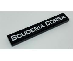 Tile 1 x 6 with White 'SCUDERIA CORSA' on Black Background Pattern (Sticker) - Set 75886