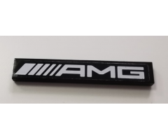 Tile 1 x 6 with White 'AMG' on Black Background Pattern (Sticker) - Set 75877