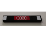 Tile 1 x 6 with White Audi Logo on Red Background Pattern (Sticker) - Set 75872