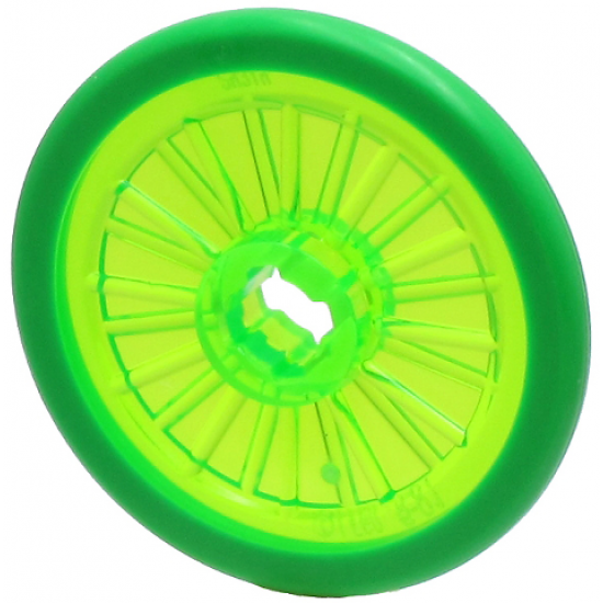 Wheel Wheelchair with Molded Bright Green Hard Rubber Tire Pattern