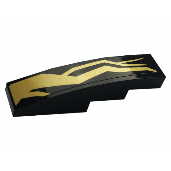 Slope, Curved 4 x 1 with Gold Lightning Energy Pattern Model Left Side (Sticker) - Set 70666