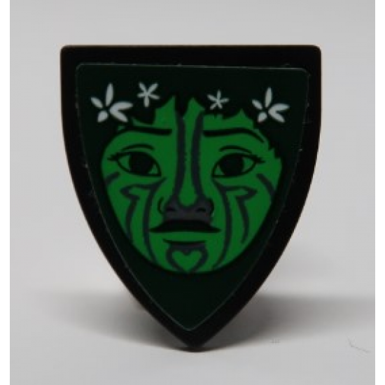 Minifigure, Shield Triangular with Te Fiti Green Face and White Flowers Pattern (Sticker) - Set 41150