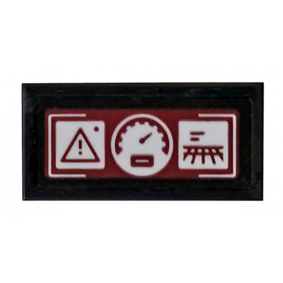 Tile 1 x 2 with Dark Red Control Panel with Speedometer, Triangle and Radar Pattern (Sticker) - Set 76078