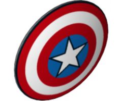 Minifigure, Shield Round with Rounded Front with Red and White Rings and Captain America Star Pattern