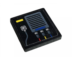 Tile 2 x 2 with Gray Grille, Blue, Red, Yellow and Gray Wires Pattern (Sticker) - Set 42096