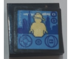 Tile 2 x 2 with Gold Fireman Minifigure Statue, City Skyline and Control Panel Pattern (Sticker) - Set 60207