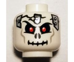 Minifigure, Head Skull Cracked with Metal Plates on Front and Back Pattern - Hollow Stud