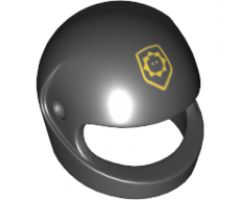 Minifigure, Headgear Helmet Motorcycle (Standard) with Yellow Badge with Minifigure Head Pattern