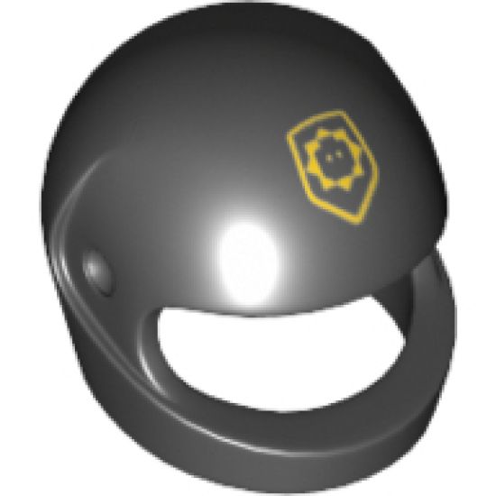 Minifigure, Headgear Helmet Motorcycle (Standard) with Yellow Badge with Minifigure Head Pattern