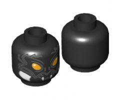 Minifigure, Head Alien Chima Scorpion with Orange Eyes, Silver Markings and White Fangs Pattern - Hollow Stud