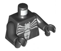 Torso Spider-Man Dark Bluish Gray Muscles Outline with White Spider Front and Back Pattern (Venom) / Black Arms / Black Hands