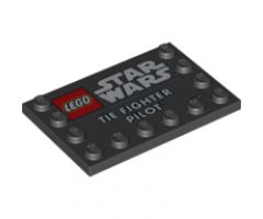 Tile, Modified 4 x 6 with Studs on Edges with Star Wars Logo and 'TIE FIGHTER PILOT' Pattern