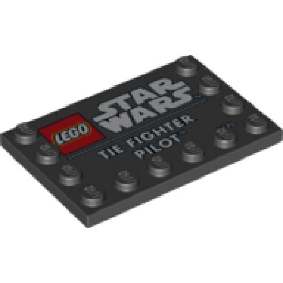 Tile, Modified 4 x 6 with Studs on Edges with Star Wars Logo and 'TIE FIGHTER PILOT' Pattern