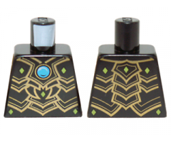 Torso Chima Black Scaled Armor with Gold Edges, Lime Diamonds and Blue Round Jewel (Chi) Pattern