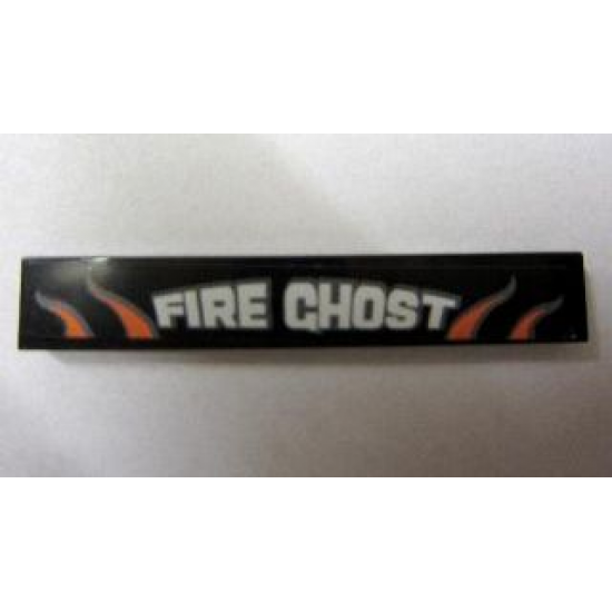 Tile 1 x 6 with 'FIRE GHOST' Pattern (Sticker) - Set 8165